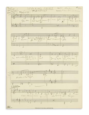 VAN HEUSEN, JIMMY. 14 Autograph Musical Manuscripts, including 3 Signed, working drafts of the vocal score for the musical Walking Happ